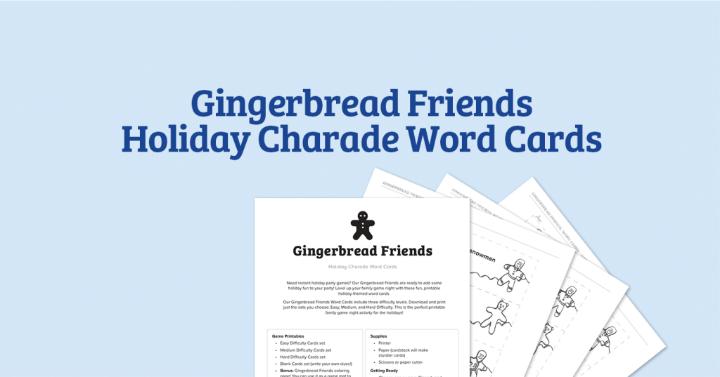 Gingerbread Friends: Holiday Charade Word Cards