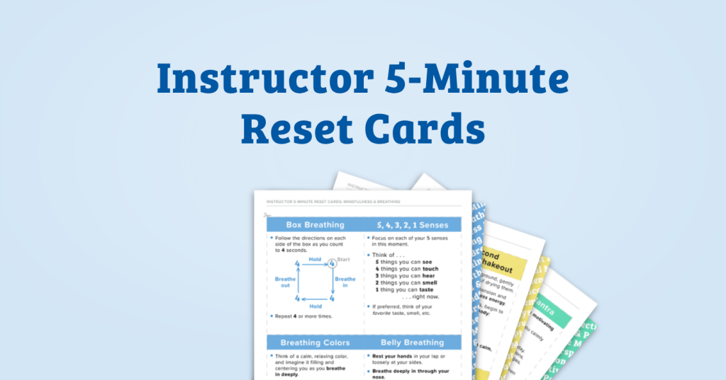 Instructor 5-Minute Reset Cards