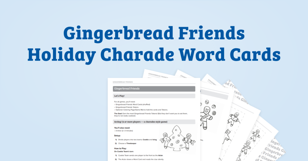 Gingerbread Friends: Holiday Charade Word Cards