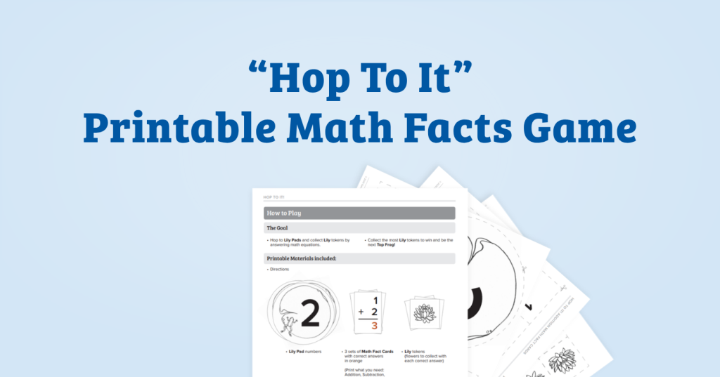 Hop To It: Printable Math Facts Game