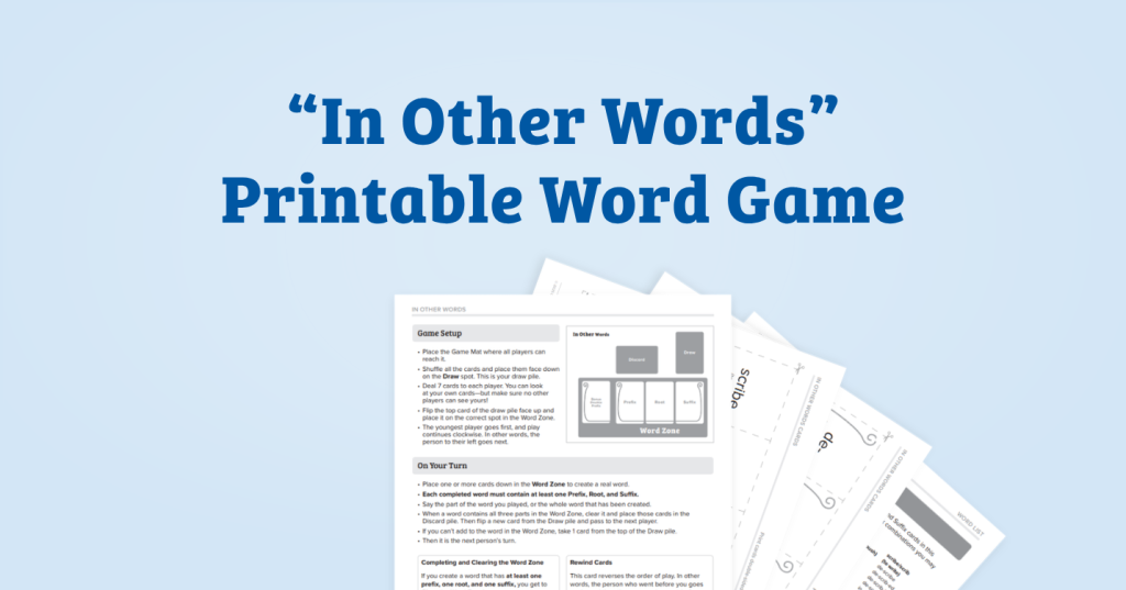 In Other Words: Printable Word Game
