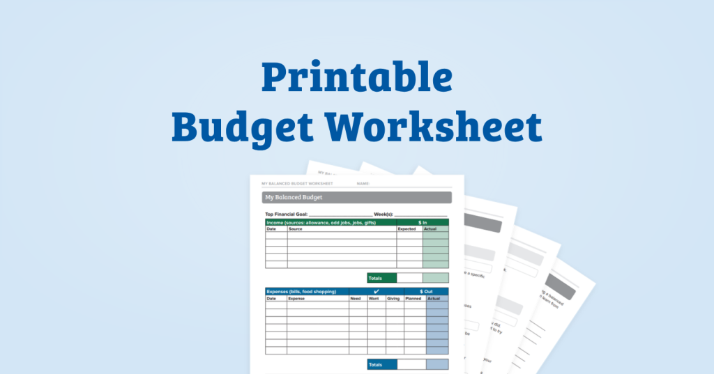 My Balanced Budget: Printable Budget Worksheet